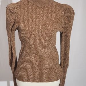 Mocha Latte Puff Shoulder Sweater